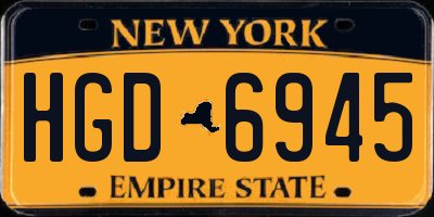NY license plate HGD6945