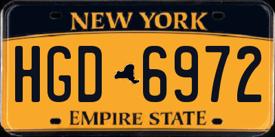 NY license plate HGD6972