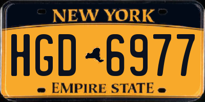 NY license plate HGD6977