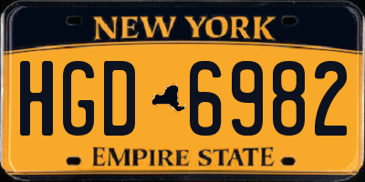 NY license plate HGD6982