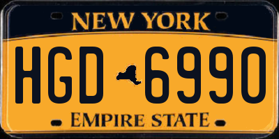 NY license plate HGD6990