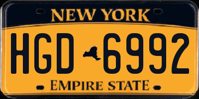 NY license plate HGD6992