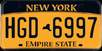 NY license plate HGD6997