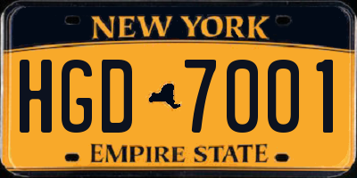 NY license plate HGD7001
