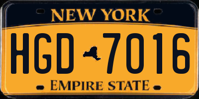 NY license plate HGD7016