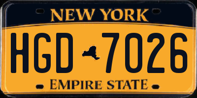 NY license plate HGD7026