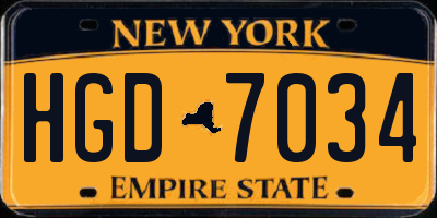 NY license plate HGD7034