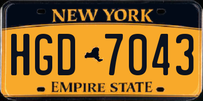 NY license plate HGD7043