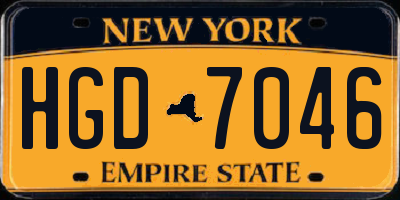 NY license plate HGD7046