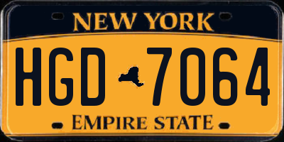 NY license plate HGD7064