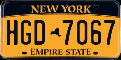 NY license plate HGD7067