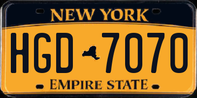 NY license plate HGD7070