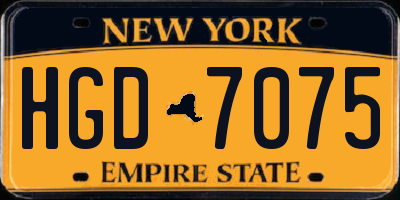 NY license plate HGD7075