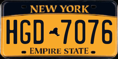 NY license plate HGD7076