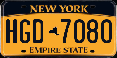 NY license plate HGD7080