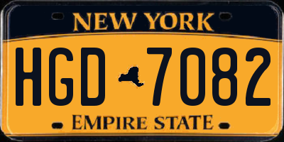 NY license plate HGD7082