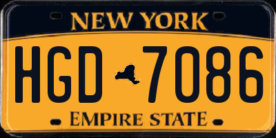 NY license plate HGD7086