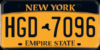 NY license plate HGD7096