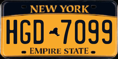 NY license plate HGD7099