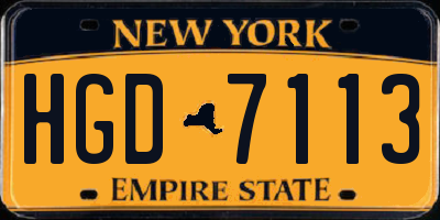 NY license plate HGD7113