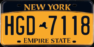 NY license plate HGD7118