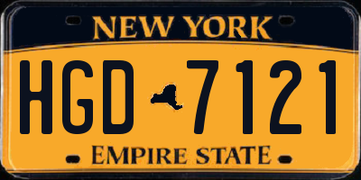 NY license plate HGD7121