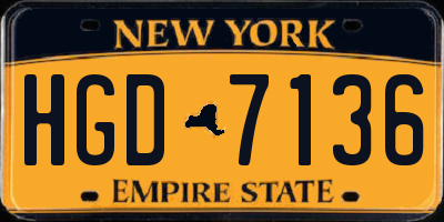NY license plate HGD7136