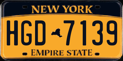 NY license plate HGD7139
