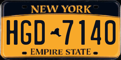NY license plate HGD7140