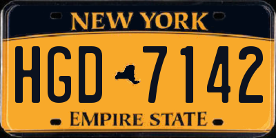 NY license plate HGD7142