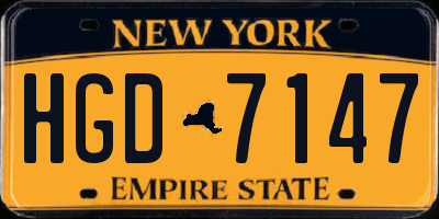NY license plate HGD7147