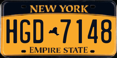 NY license plate HGD7148