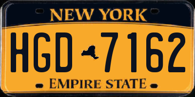 NY license plate HGD7162