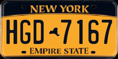 NY license plate HGD7167