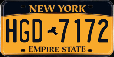 NY license plate HGD7172