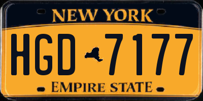 NY license plate HGD7177