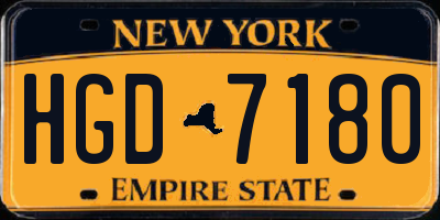 NY license plate HGD7180