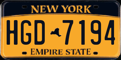 NY license plate HGD7194