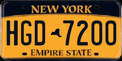 NY license plate HGD7200