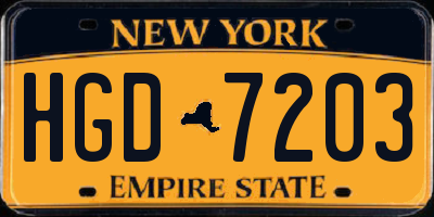 NY license plate HGD7203