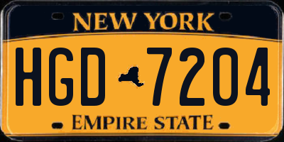 NY license plate HGD7204