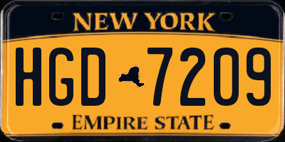 NY license plate HGD7209
