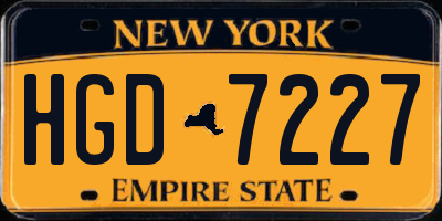 NY license plate HGD7227