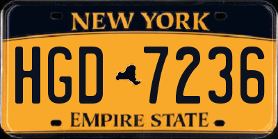 NY license plate HGD7236