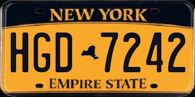 NY license plate HGD7242