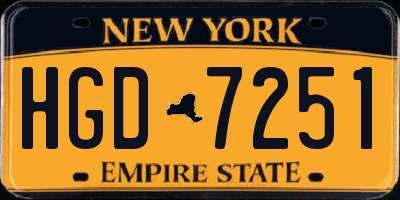 NY license plate HGD7251