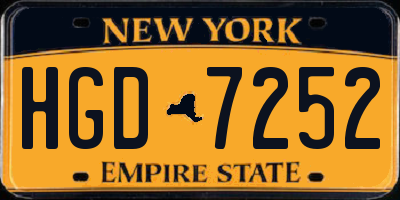 NY license plate HGD7252