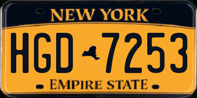 NY license plate HGD7253