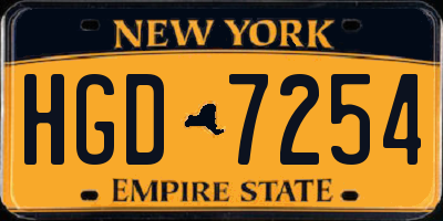 NY license plate HGD7254