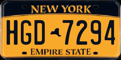 NY license plate HGD7294